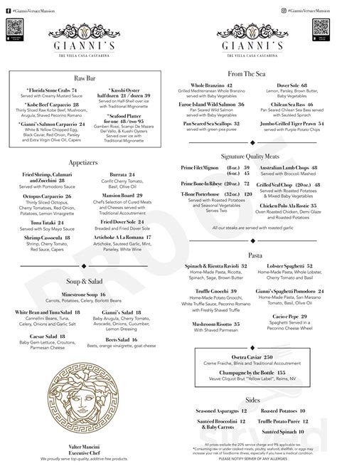 gianni's at the former versace mansion menu|versace mansion menu prices.